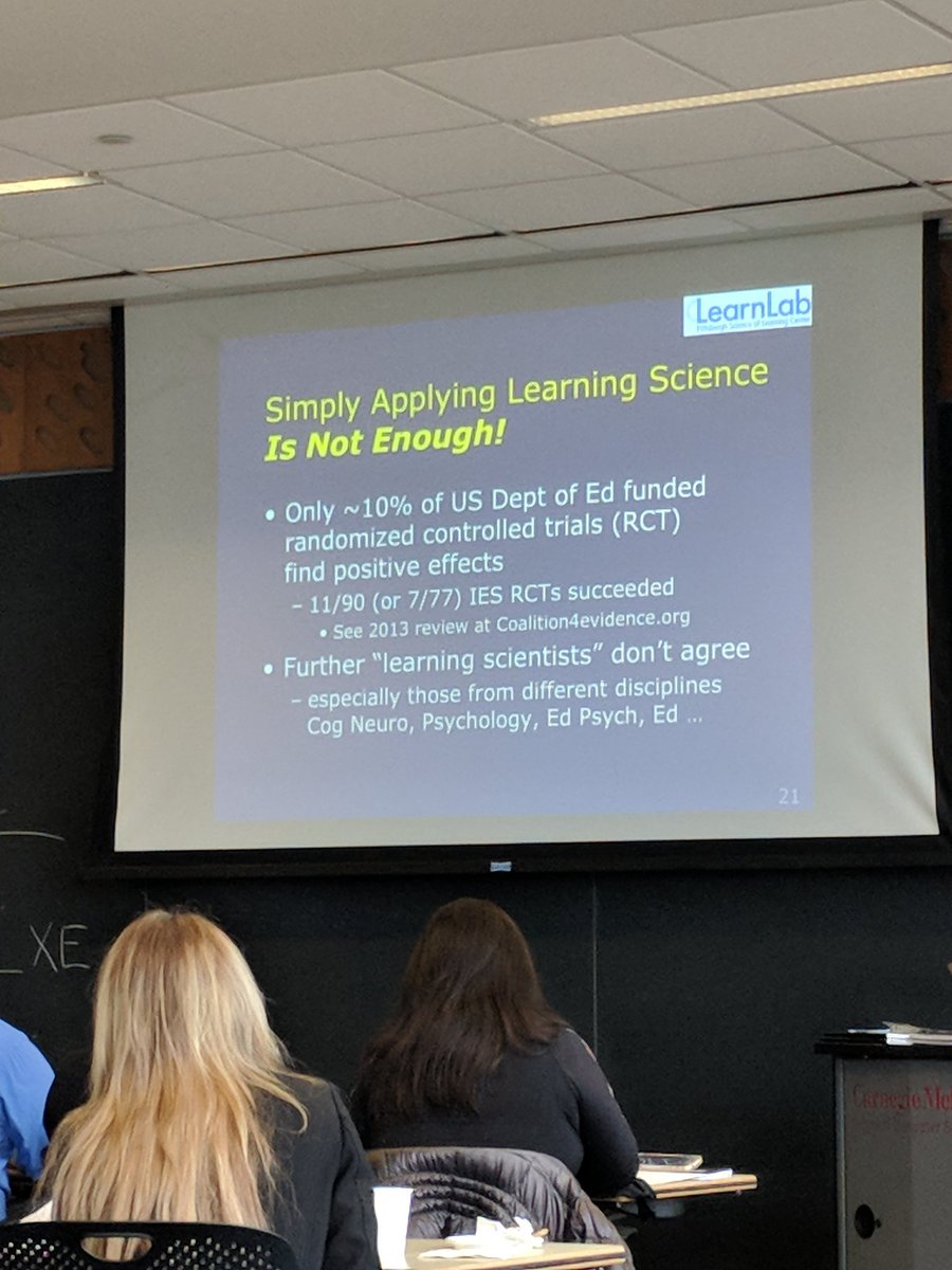 Just applying learning science doesn't guarantee a positive outcome...gotta evaluate outcomes! #EdResearchSummit #cmulearnlab