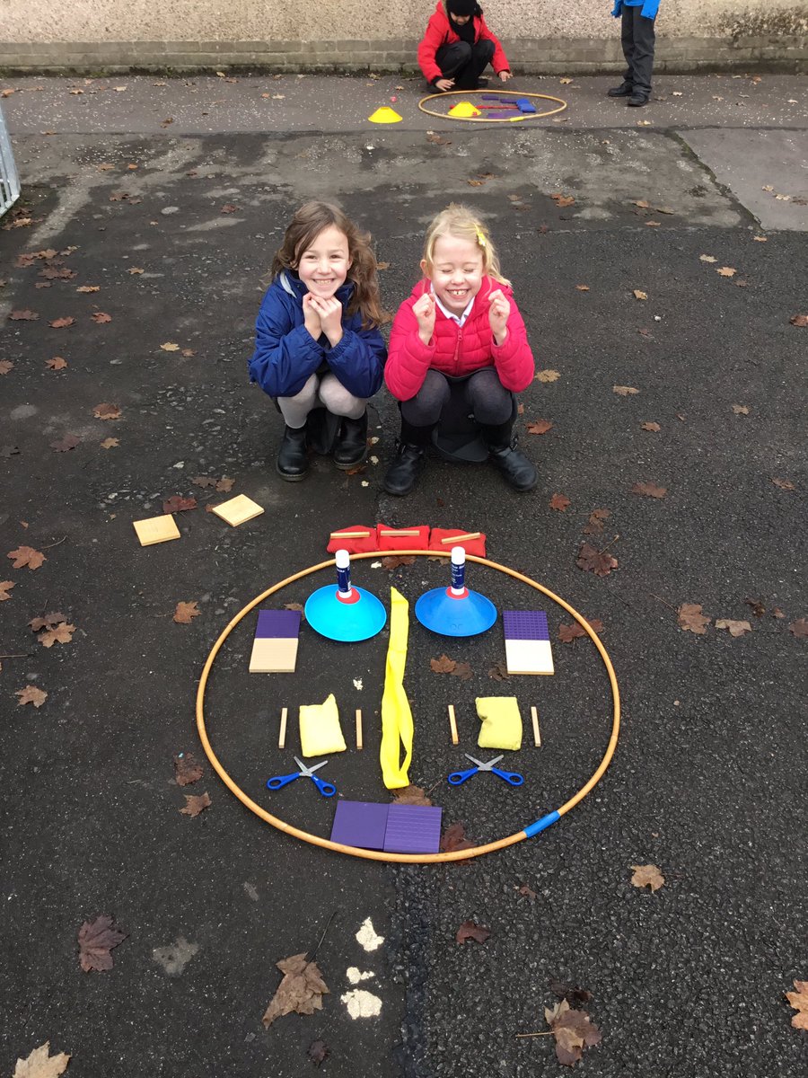 CastlehillPri's tweet photo. #Primary3 exploring the school for symmetry and then testing each other by making symmetrical patterns! #chilly #outdoormaths #symmetryfun https://t.co/hId3q11kTo