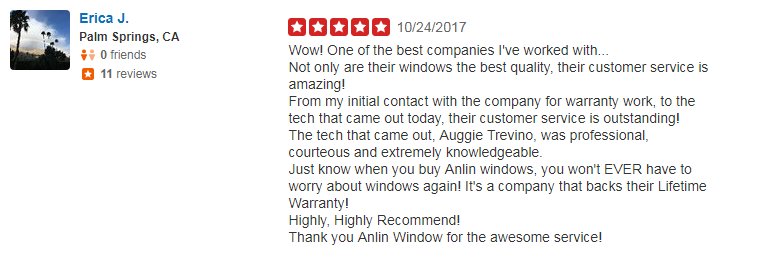 Anlin_Windows's tweet photo. #theysaidwhatthursday: "One of the best companies I've worked with... Not only are their windows the best quality, their customer service is amazing!" -Erica J. https://t.co/Cun2VVpuYA