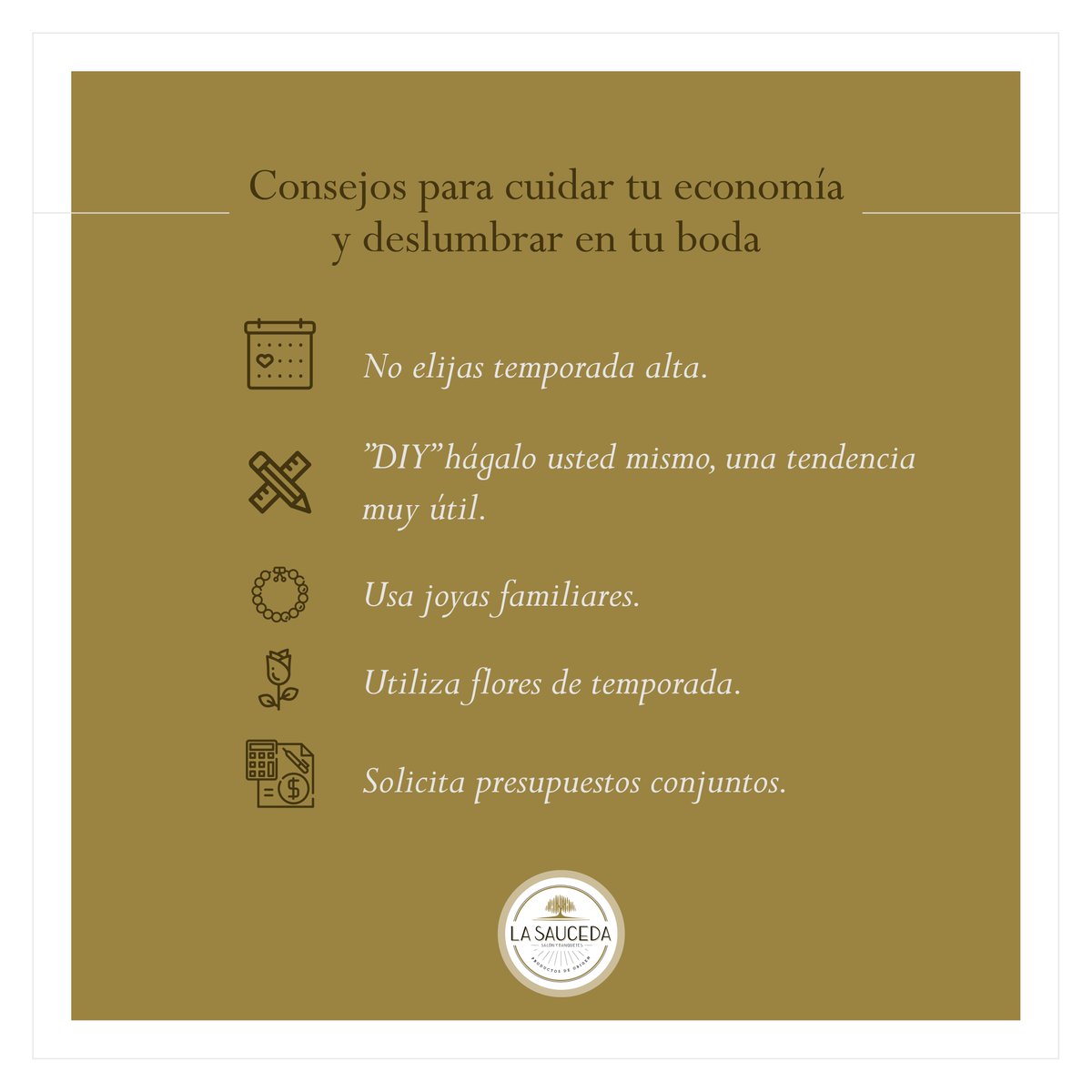 LaSaucedaGDL's tweet photo. La boda que deseas sin un derroche extremo para tu economía. #SaucedaGdl #Bodatips #Detalles https://t.co/pUW8BvqDar