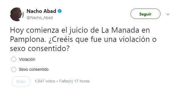 TTuiteromann's tweet photo. Lo has borrado @Nacho_Abad , pero #TuTambienEresManada por poner esa encuesta. https://t.co/fFFtMl8AaK