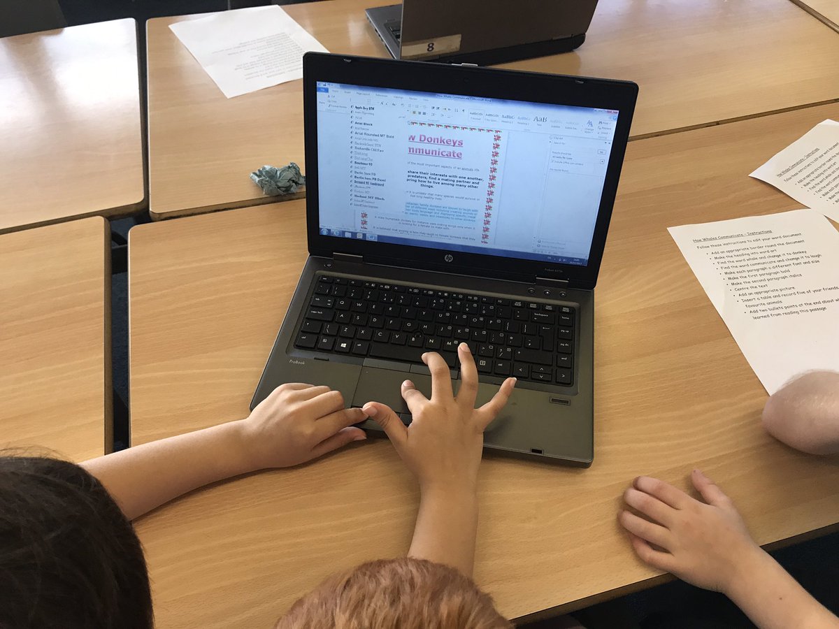 OLRprimary's tweet photo. P5b using their Microsoft word skills to change a document! #findandreplace #borders #font #justifytext #ict https://t.co/1lTVSV7nQm