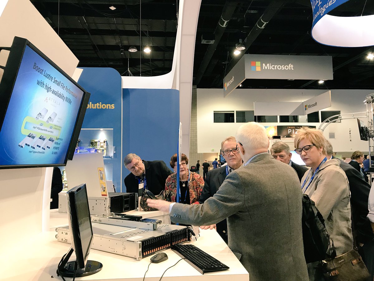 Supermicro's tweet photo. Our #NVMe-oF #Petabyte 1U #JBOF has been a great hit @Supercomputing #SC17 Come checkout the #livedemo if you haven’t already. For #HPC #DataCenter #hyperscale applications @AttalaSystems @IntelStorage https://t.co/sk7ZK2ZHFR