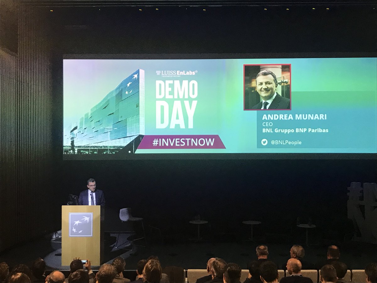 Our Demo Day ends with Andrea Munari CEO @BNLPeople. Thanks to our partner for hosting this special event at its brand new amazing headquarters #OrizzonteEuropa! #investnow <a href="/BNL_PR/">BNL BNP Paribas Media Relations</a>