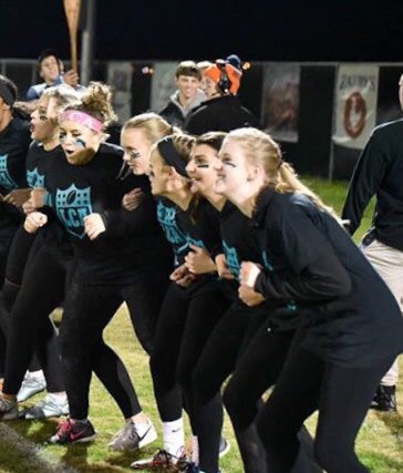 lcacheerleading's tweet image. Just a few pictures of some of our cheerleaders playing their faces off to claim back to back Powder Puff titles for the class of 18