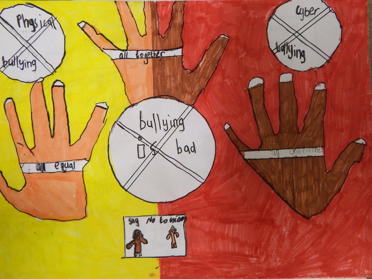StMartinsPS's tweet photo. Support #antibullyingweekni by joining us and work with others to 
promote the message #allequalalldifferentalltogether 
P7 have communicated their message through artwork https://t.co/NwBbhpVqbs