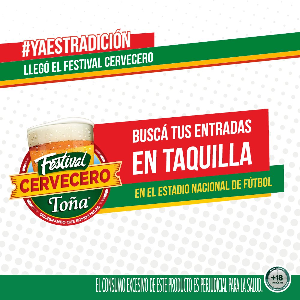 elnuevodiario's tweet photo. 🍻🍻🍻¿Ya están listos para asistir al festival más grande de Nicaragua? 
🎉🎉🎉Encontrá tus entradas en taquilla del Estadio Nacional de Fútbol a partir de las 3 pm🎉🎉🎉 
🍻🍻🍻¡#YaEsTradición celebrar el orgullo de ser nicas!🍻🍻🍻 #FestivalCervecero https://t.co/yKGa4ZG9WI