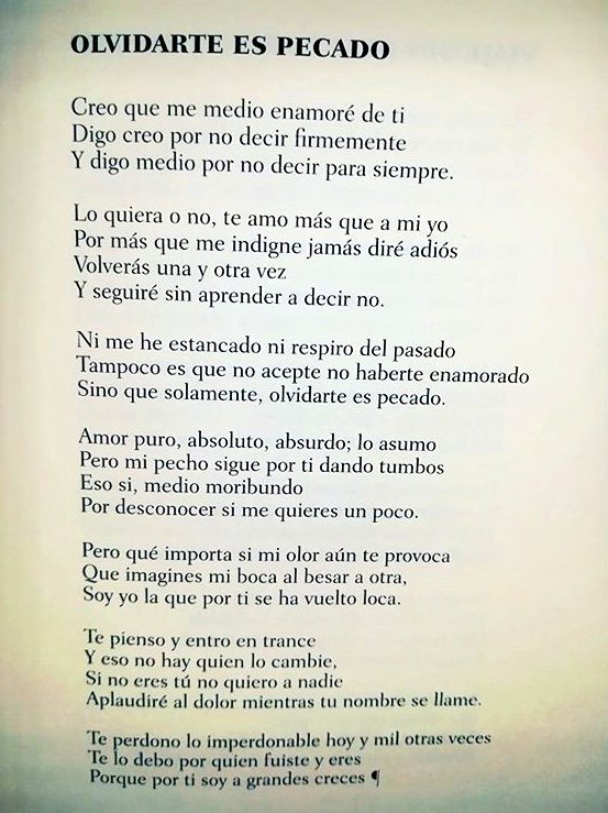 TeamPoetero's tweet photo. Leamos el poema “Olvidarte es pecado” de:

Tania Angelats
@TaniaAngelats 
España, 1988 https://t.co/jJafYmPs5N