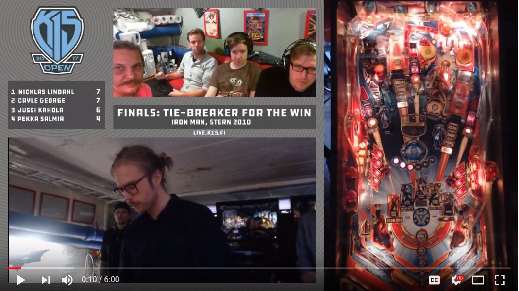k15pinball's tweet image. #K15Open 2017 finals, tiebreak game, Iron Man. Heroes aren't born. They're built. Such as OPT and CJG here. youtu.be/kF6Js32xcr0 #pinball