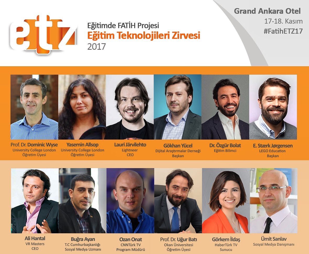 Ankara’da <a href="/tcmeb/">Millî Eğitim Bakanlığı</a> YEĞİTEK tarafından düzenlenecek <a href="/FatihEtz/">_fatihetz_</a> ‘de Prof. Dr. Uğur Batı; Doç. Dr. Görkem İldaş, <a href="/bugraayan/">Bu*</a> ve Ozan Onat ile Eğitim ve Teknoloji Entegrasyonunu konuşacağız. #FatihETZ17