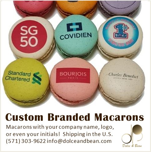 DolceBeanVA's tweet image. Custom branded macarons with your company name and logo, in your company colors? YES! Minimum quantity only 3 dozen to start! Call (571) 303-9622 or email info@dolceandbean.com for info!  snip.ly/hqov8