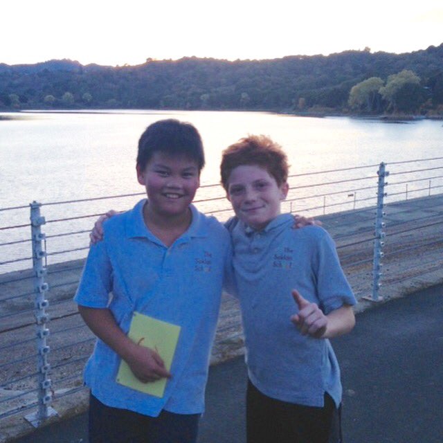 TheSaklanSchool's tweet photo. Wesley and Colin represented #Saklan at the #LafayetteReservoir foot race. A huge congrats to Wesley who came in first in the race!!! 🏃‍♂️🥇👏 https://t.co/BElZfWYjFv