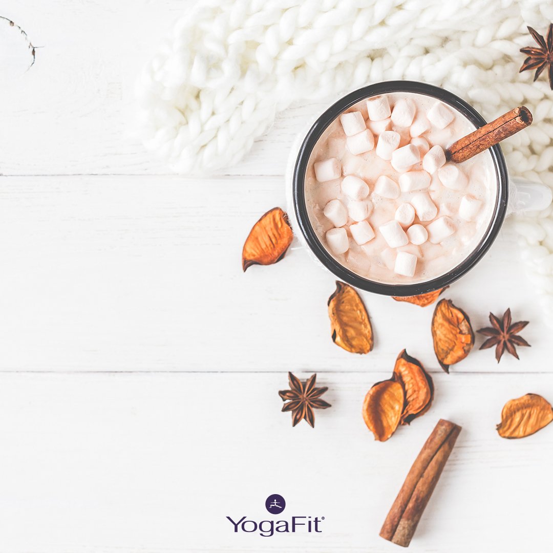 Weather got you down? Cozy up with a cup of your favorite hot cocoa today... or better yet, go to your favorite heated YogaFit class! #YogaFitLife
