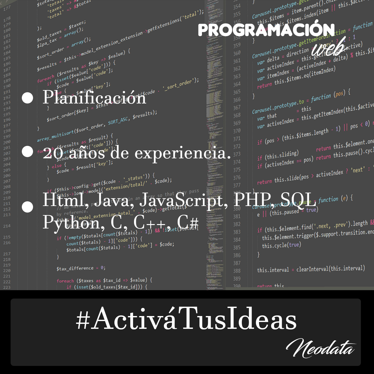 gruponeodata's tweet photo. En desarrollo web, y en América, somos los pioneros de muchas formas de trabajar. #20AñosDeExperiencia https://t.co/vYS3EE2z8G