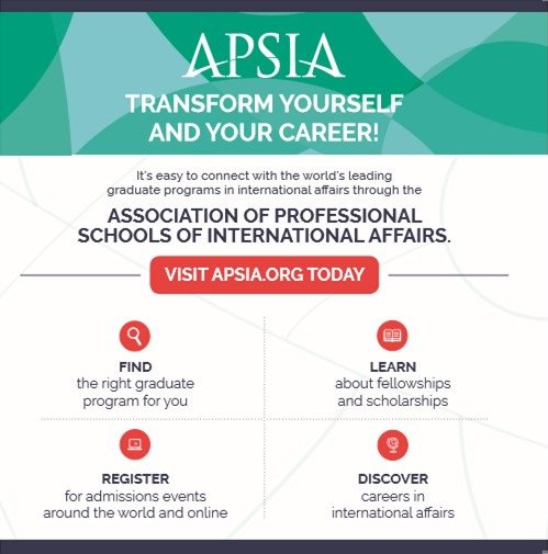 Looking for #career, #fellowship, #gradschool, events, stories about what you can do with an APSIA degree, and other info? 

Check out apsia.org for lots of resources!
