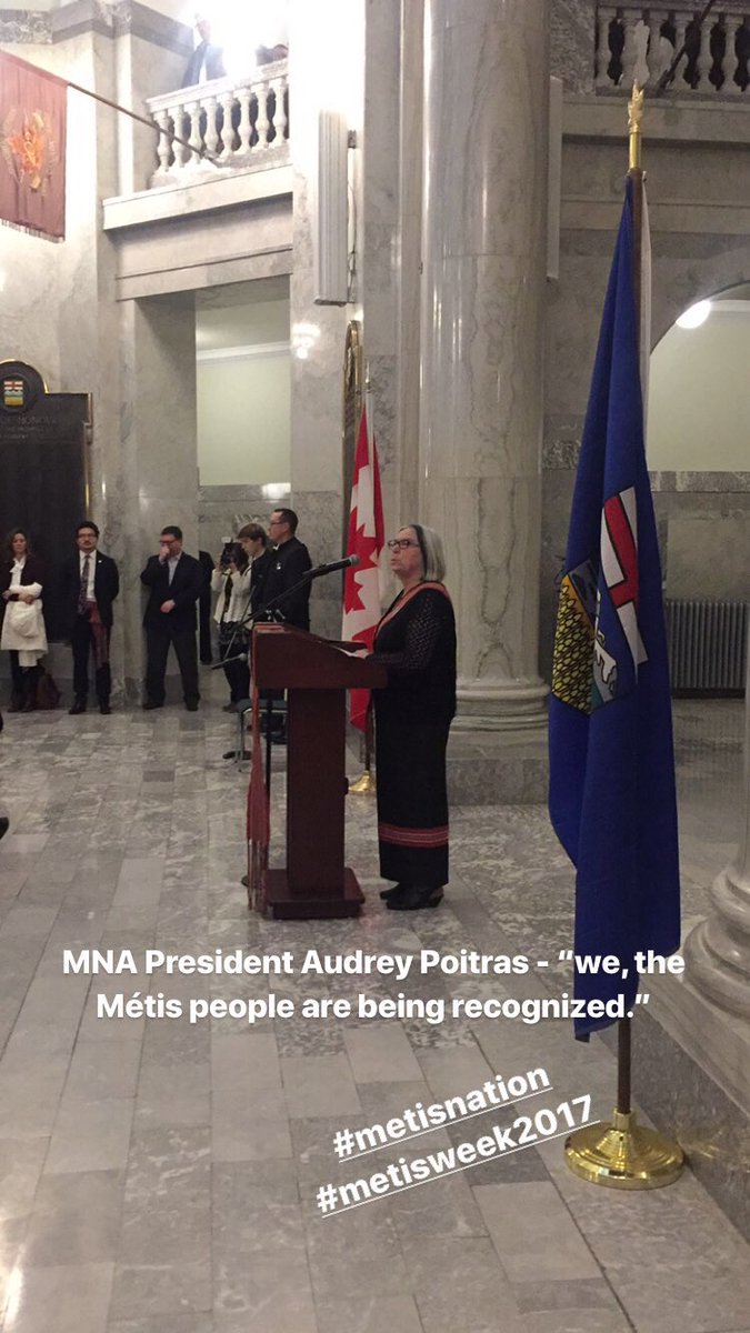 “I am proud to announce that we will be signing a reconciliation framework agreement #GoC - Audrey Poitras #MetisNation #MetisWeek2017