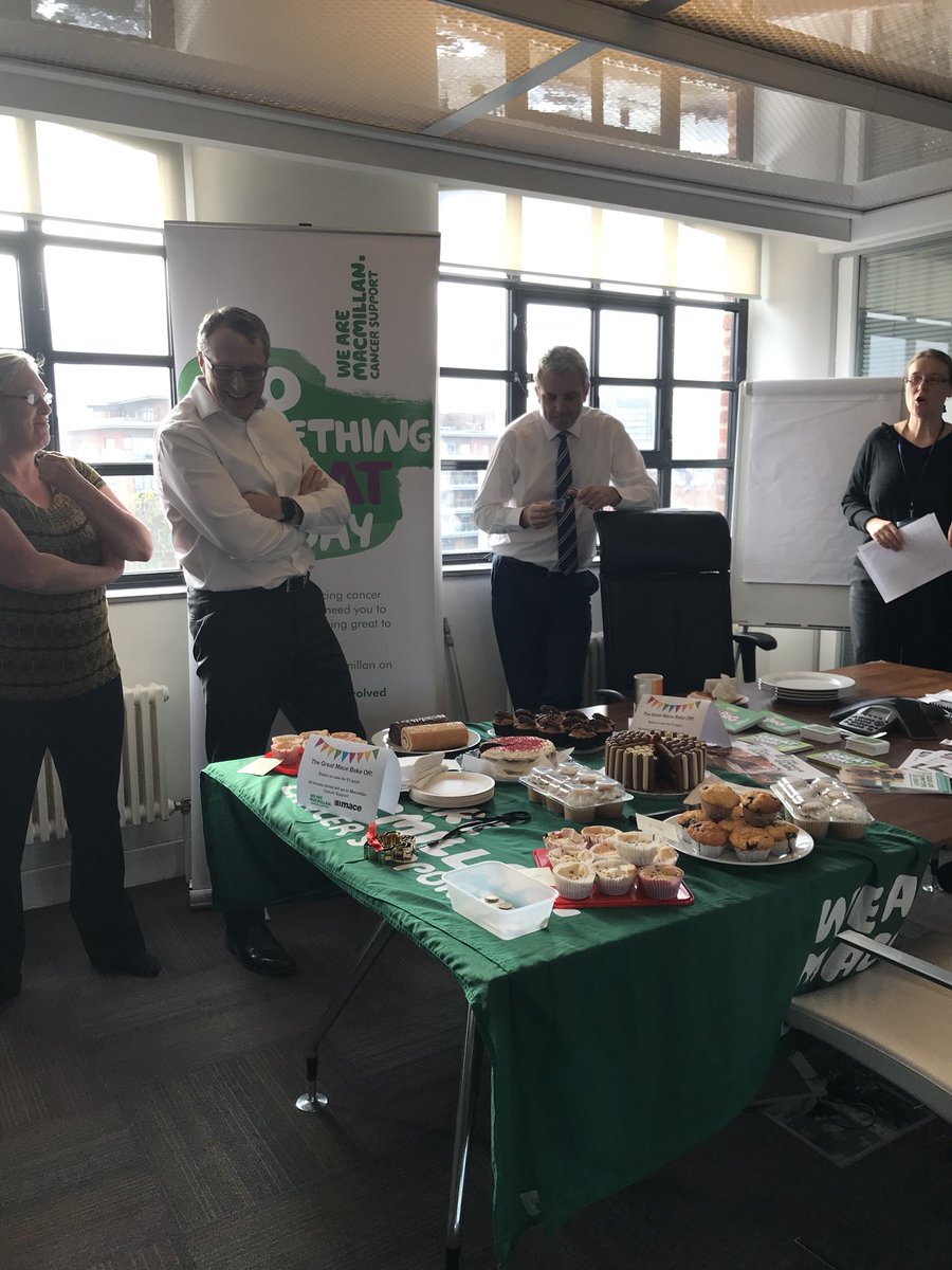 caradeeks49's tweet photo. @MaceGroup Day4 spent the morning with Mandy from @macmillancancer who helped us with our judging for our MaceBakeOff #MaceWellbeing https://t.co/Sl82gzY448