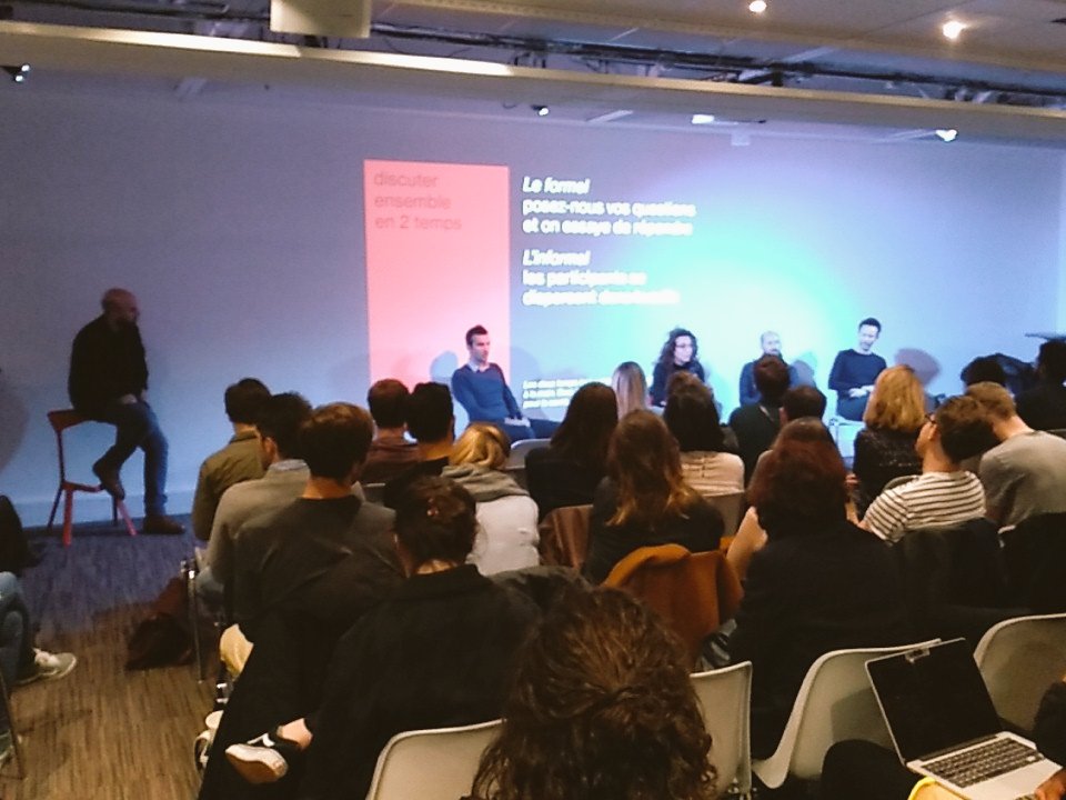 AdrienLaville's tweet photo. Projection & débat #EthicsforDesign @NUMAparis avec @GeoffreyDorne @laurapandelle @les_sismo https://t.co/IHPv8E9p1X https://t.co/WnN7oJkz1Y