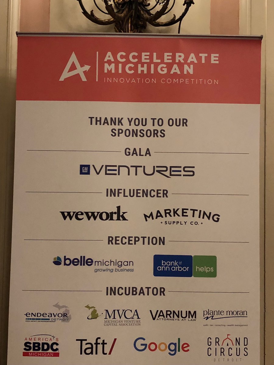 Congrats to all of the presenting companies at #AMIC2017 ! Proud for @TaftVC to be a sponsor. <a href="/AccelerateMICH/">Accelerate Michigan</a>