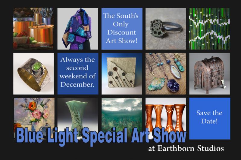 EarthbornStudio's tweet photo. We can't contain our excitement for #earthbornpottery's Blue Light Special Art Show, so we apologize if it's contagious! #artshow #pottery https://t.co/DXaxLlW9J5