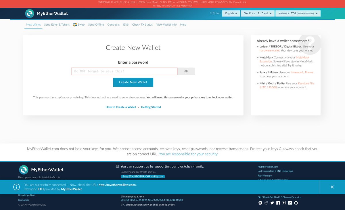 phishingalert's tweet photo. #phishing target: #Ethereum @myetherwallet
URL: myetherwalllett[.]com https://t.co/gGr9YoLdj8