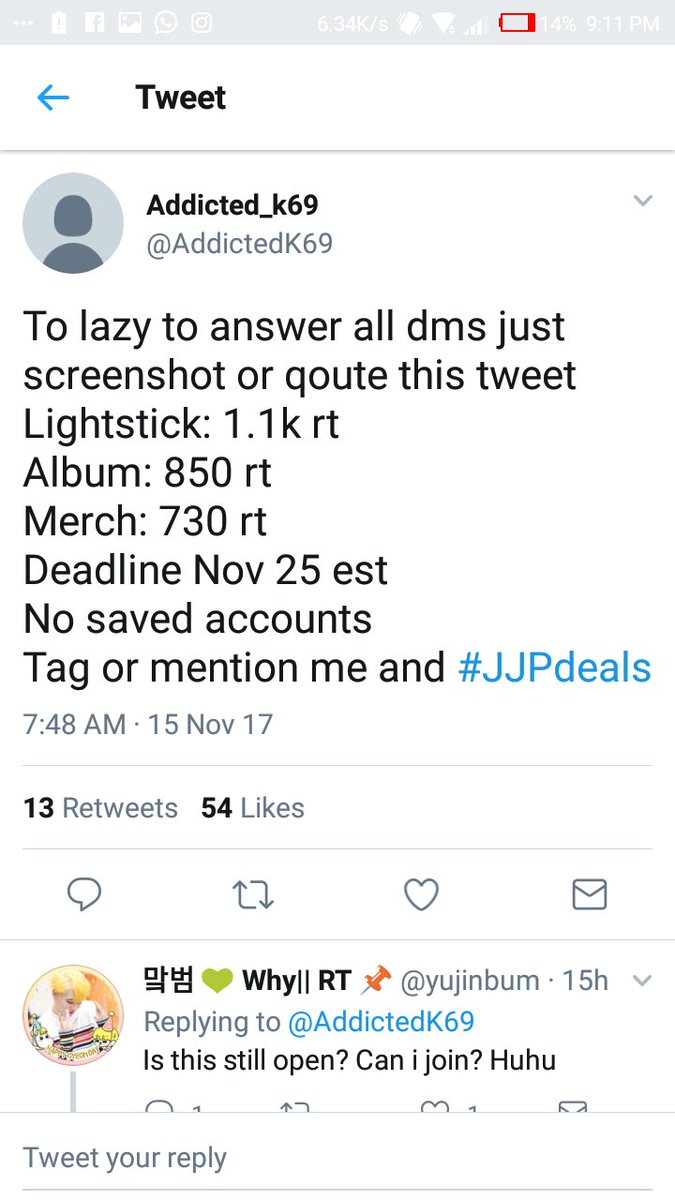 DohaCloud's tweet photo. Hi, this is my 1st rt deal.✋
Please help me . 🙏  I really want this album. 850 rt for the album.
Deadline on Nov. 25💙 @AddictedK69 #JJPdeals https://t.co/2Vef6wcVrY