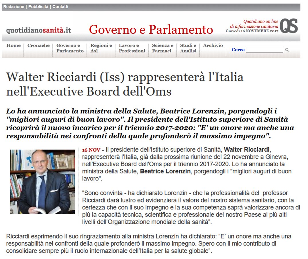 Cartabellotta's tweet photo. Congratulazioni a @WRicciardi @WHO @istsupsan @MinisteroSalute @BeaLorenzin https://t.co/RmOvLnwYvZ https://t.co/mPNk4V9xrf