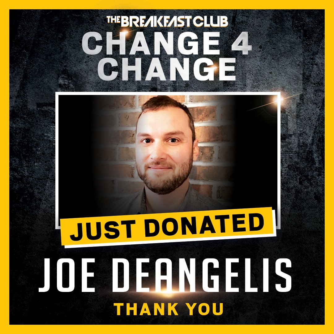 Power1051's tweet photo. Much respect to our Director of Marketing &amp; Promotions Joe De Angelis for making a NICE 👌🏽  donation to @breakfastclubam's #Change4Change Radio - You can donate also by texting "CHANGE" to 52182 https://t.co/BpdDEURHaI