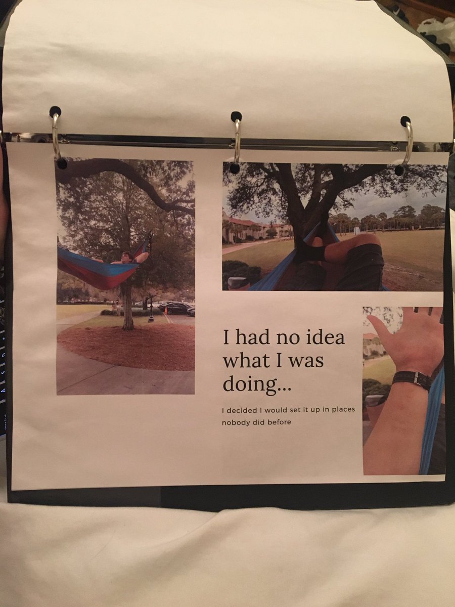 kthaxton_'s tweet photo. so last week, my ENO got stollen. today, I see this on someone's sc story, go grab the hammock, and OPEN THE BINDER TO FIND THIS. W H A T https://t.co/TCmKcwZDxk