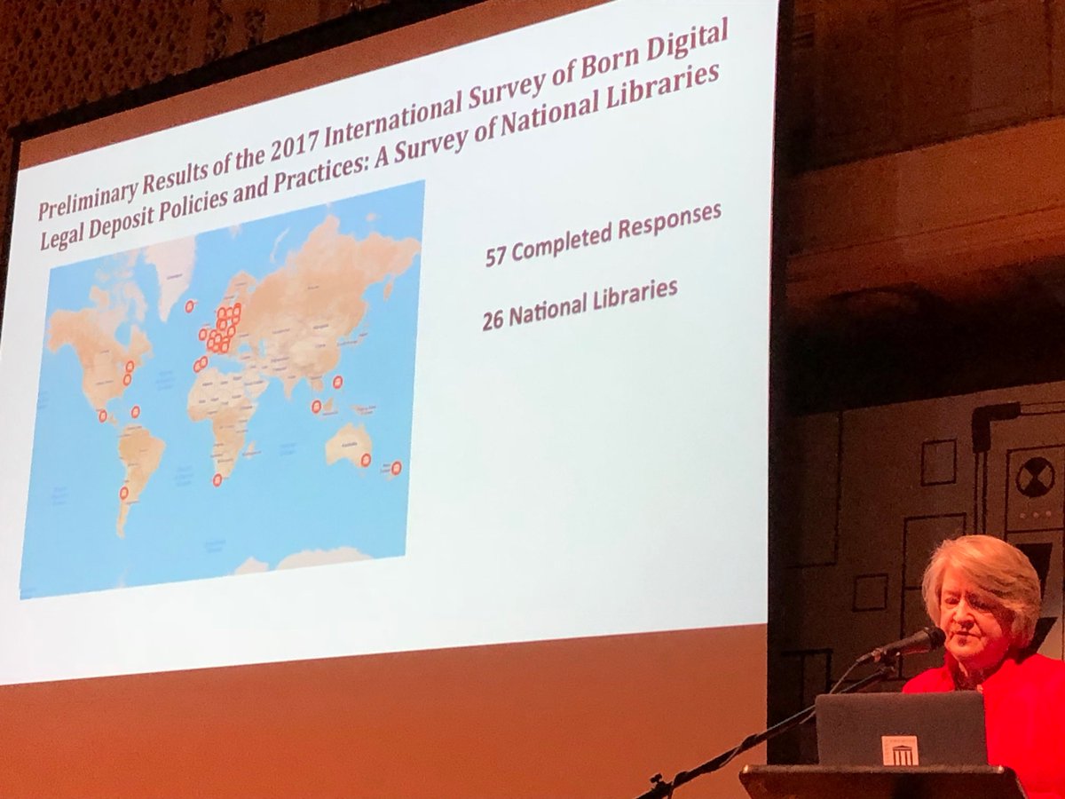 shawnmjones's tweet photo. Dorothy Carner presents a survey about legal deposit laws around the world - Thanks to all institutions and organizations that contributed! #DTMH2017 https://t.co/EVTpiMYKv8