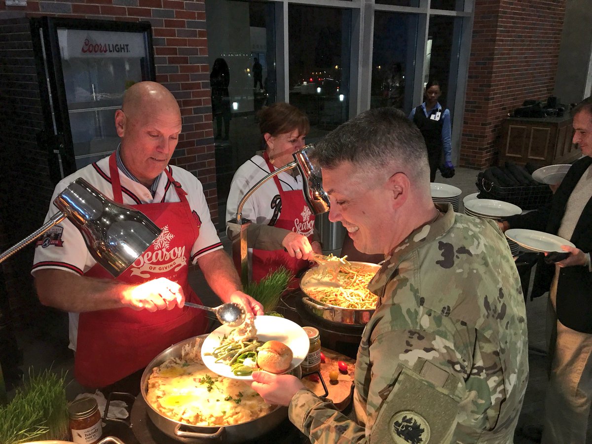 Kevin McAlpin on X: #Braves manager Brian Snitker serving Thanksgiving  dinner to military families tonight at the ballpark. #BravesCare @680TheFan   / X