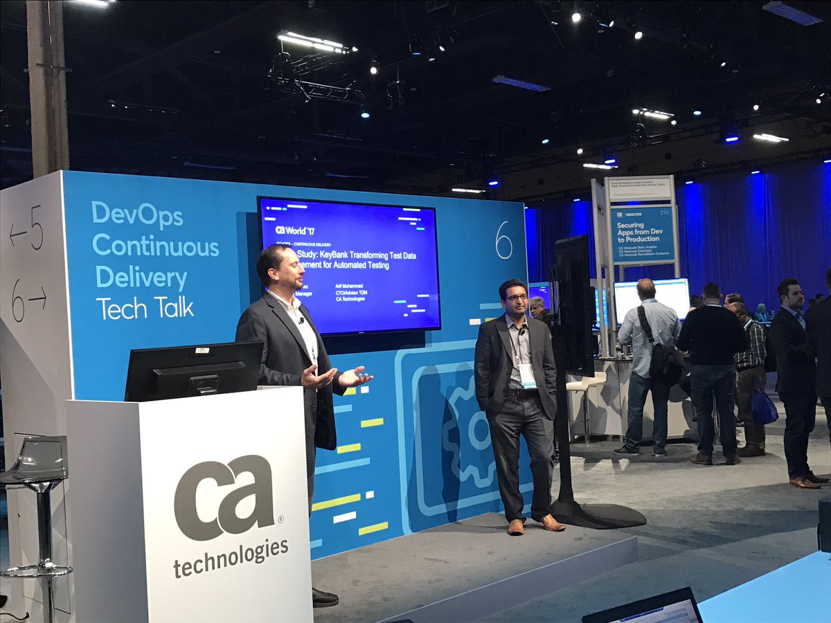YourTechTrends's tweet photo. Matthew Malec from @keybank and Arif Muhammad knock it out of the park talking about #testdatamanager at @CAinc #CAWORLD #NoBarriers https://t.co/Eku1ev4UuL