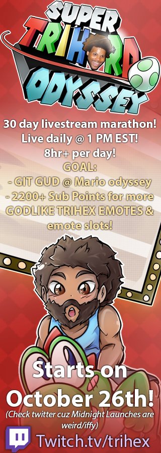 trihex's tweet image. Now the serious giveaways begin! Switch w/ Red/Blue JoyCons (top, pictured) is itching for a happy home! Is it you?!

Powered by #SuperTriHardOdyssey @ twitch.tv/trihex for 30 days straight!

Worldwide entries/ship! Let's ROCK! Enter @ gleam.io/30CdA/nintendo…
