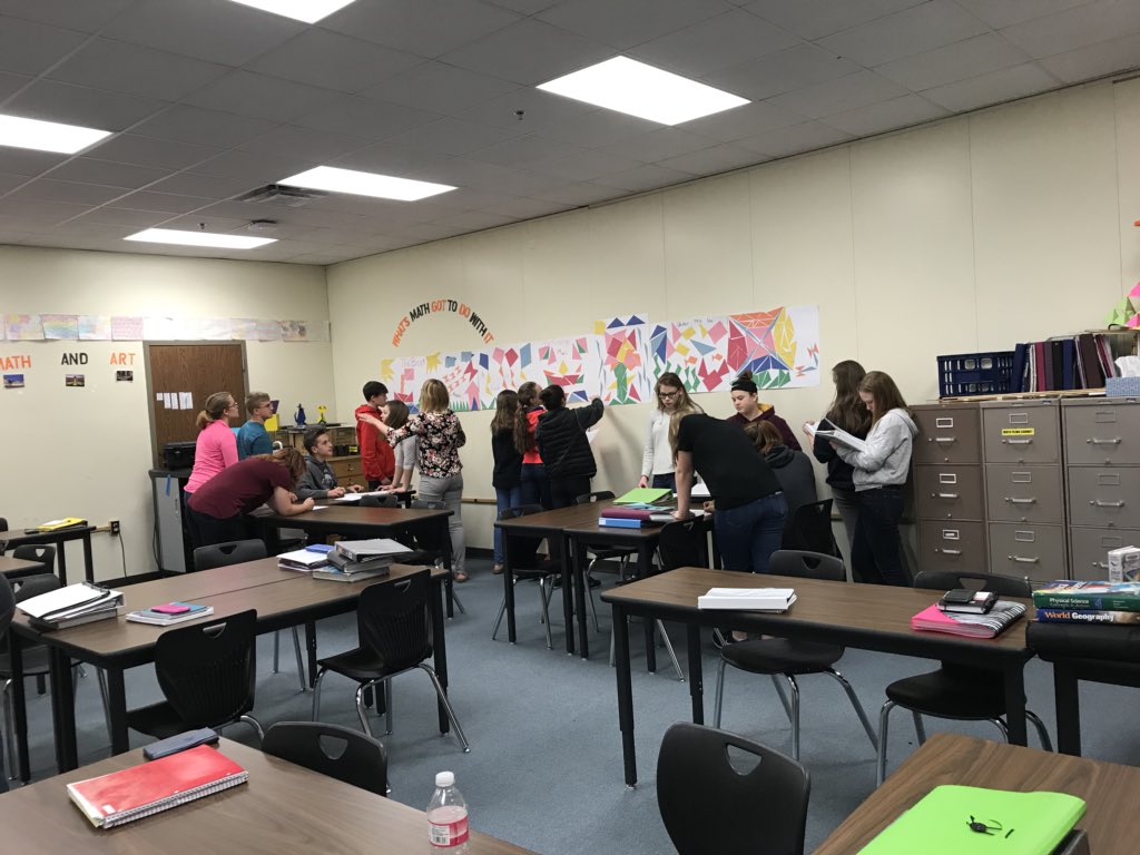 parkrapidsmath's tweet photo. Advance Geometry students looking at their congruent triangle posters for what makes triangles congruent. Hands on math! #prmath https://t.co/yEDTBtlkWi