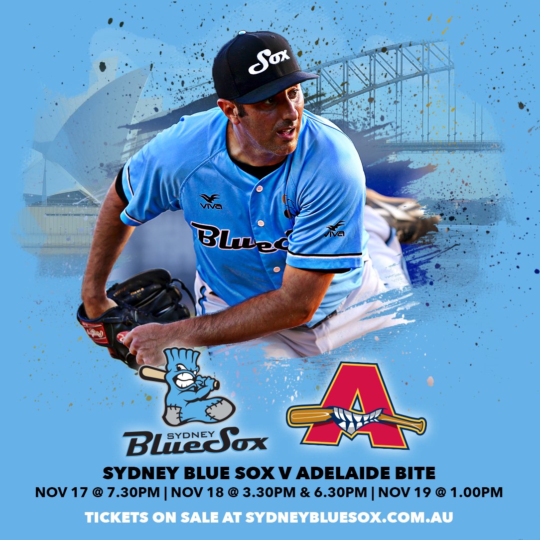 SydneyBlueSox's tweet photo. What do an Olympian, a pro infielder in the Chinese Professional Baseball League and two pirates have in common!
They are all set to debut for the Sydney Blue Sox tonight!
Don't let the forecast scare you away from Opening Night!
#OpeningNight #NowForNovember https://t.co/haAyW8siC6