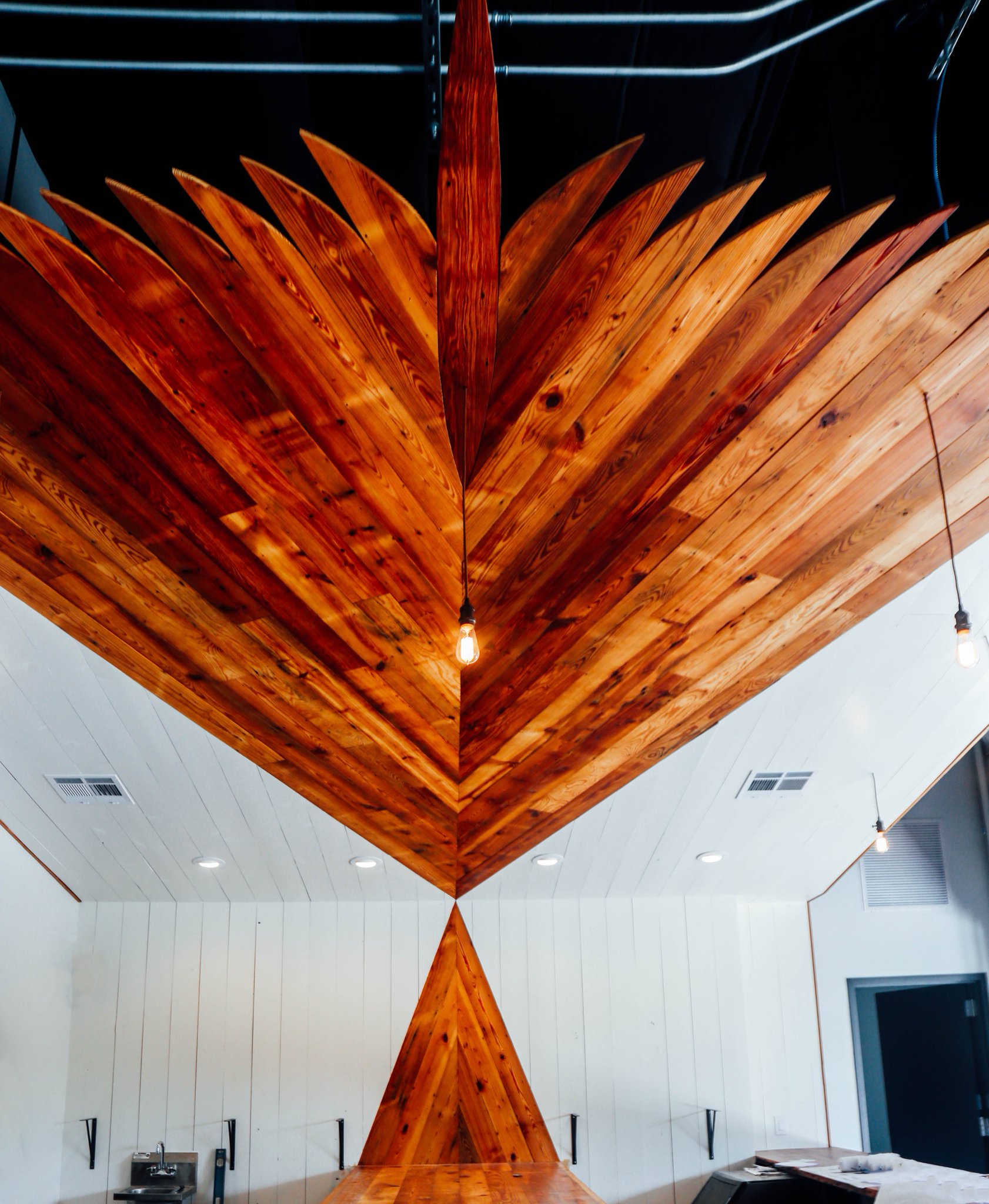 detailed wood accents inside the Family Business Beer Company