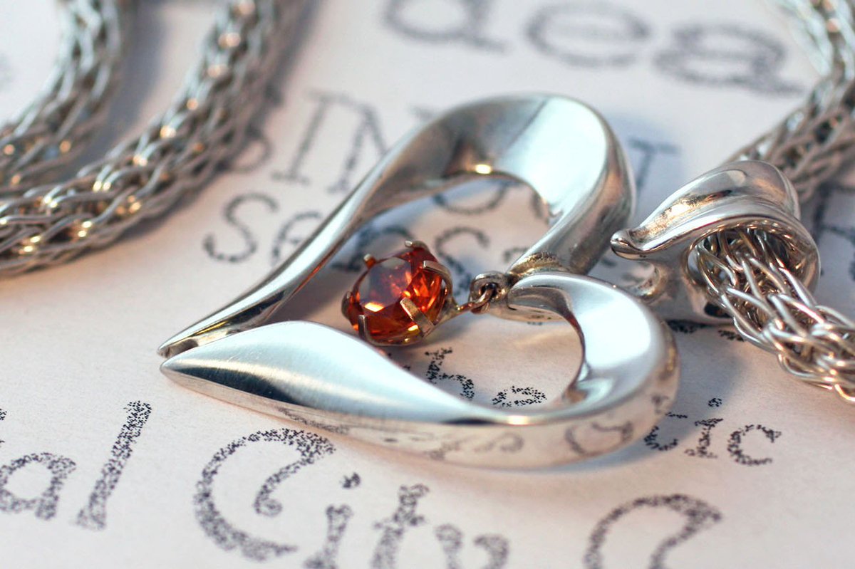 Sterling Silver Open Heart Necklace, Citrine Gemstone Silver Hear… tuppu.net/1d5a42d1 #Jetteam #CitrineGemstone