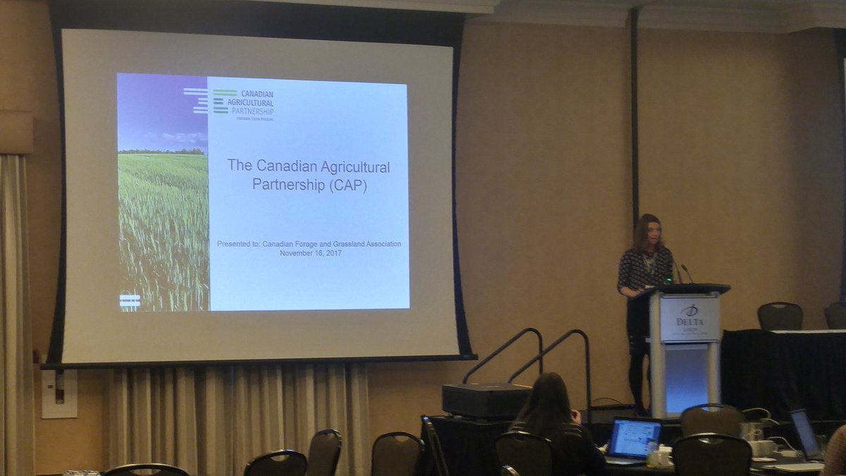 ForageCouncil's tweet photo. "Update on the Canadaian Agricultural Partnership Program"-Adriana Zeleney @CFGA_ACPF #CFGA2017 https://t.co/i1WdMe432U
