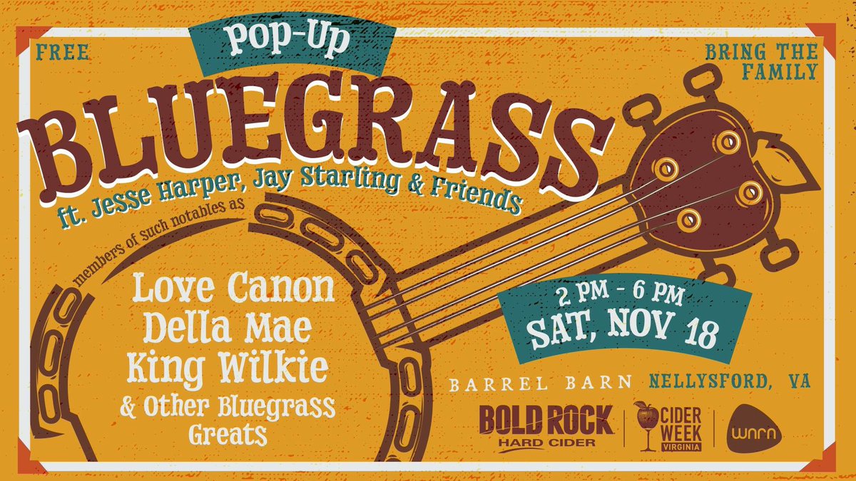 BoldRock's tweet photo. As a part of VA Cider Week, weโre hosting Pop-Up Bluegrass at our Nellysford cidery! Details here: https://t.co/IEysCps6MO #vaciderweek https://t.co/sgMdlXpuf1