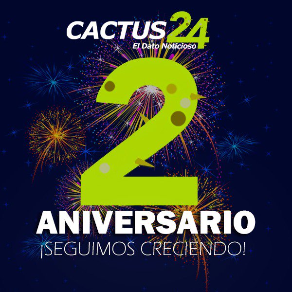 cactus24noticia's tweet photo. 🎂 🎁 🎊 

¡Llegamos a DOS años!

Dedícanos un mensaje con tu felicitación y la etiqueta #2SonMejorQue1 para publicarlo

En #CACTUS24🌵 estamos de fiesta. https://t.co/3vh8wYLRm0