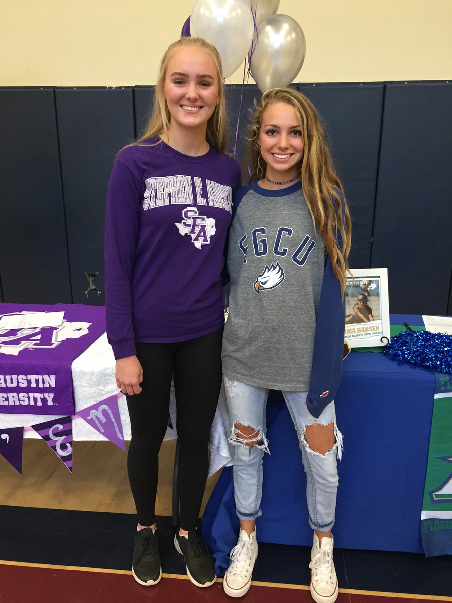 townofwestlake's tweet photo. That’s a wrap from National Signing Day at Westlake Academy. Congrats to both our wonderful student-athletes. @fgcu @BarstoolFGCU @FGCU_VB @SFA_Athletics @SFA_Volleyball @BarstoolSFA #volleyball #WAgrateful #WAexcels https://t.co/gF5v83Umnp