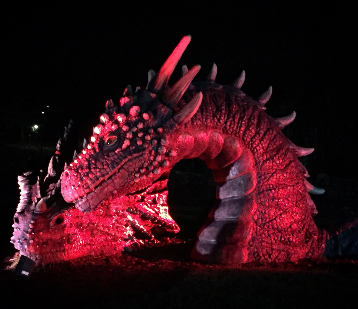 USWLighting's tweet photo. @caws_llyffant the dragons @Caerphilly_Cadw came alive tonight as @UniSouthWales students install lighting for film nights this weekend https://t.co/xRz7Aov1ep