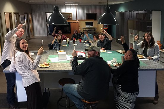 RVSocialMedia's tweet image. Thanksgiving comes early at Huebner Marketing! Potluck and a pie walk. Gobble, gobble. (We're thankful for this team and the clients who have brought us together.) #thanksgiving