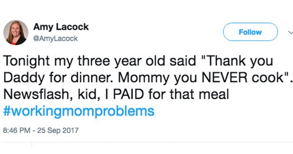 _workingmother_'s tweet image. Hilarious tweeters are sharing their #workingmomproblems and they are scary familiar. 
workmom.co/xC42QK