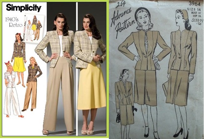 seam_racer's tweet photo. For #Tbt here's a circa 1945 Glen Plaid suit set I made #SimplicityByMe using the oldie-but-goodie pattern #4044 for the jacket & a vintage Advance for the skirt. This was inspired by the Noir film #EscapeInTheFog. Hat is vintage, shoes #ChelseaCrew! https://t.co/IZGACJn6yG https://t.co/JbvTzxqxC3