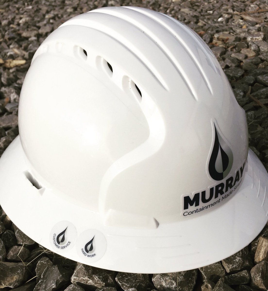 Murray_Services's tweet photo. Hard hat sticker employee program to promote our 3 core values. 
Who will be the 1st employee to get all 3?! 
#Murray #integrity #customerservice #hardwork #corevalues https://t.co/UATUaIOCm1