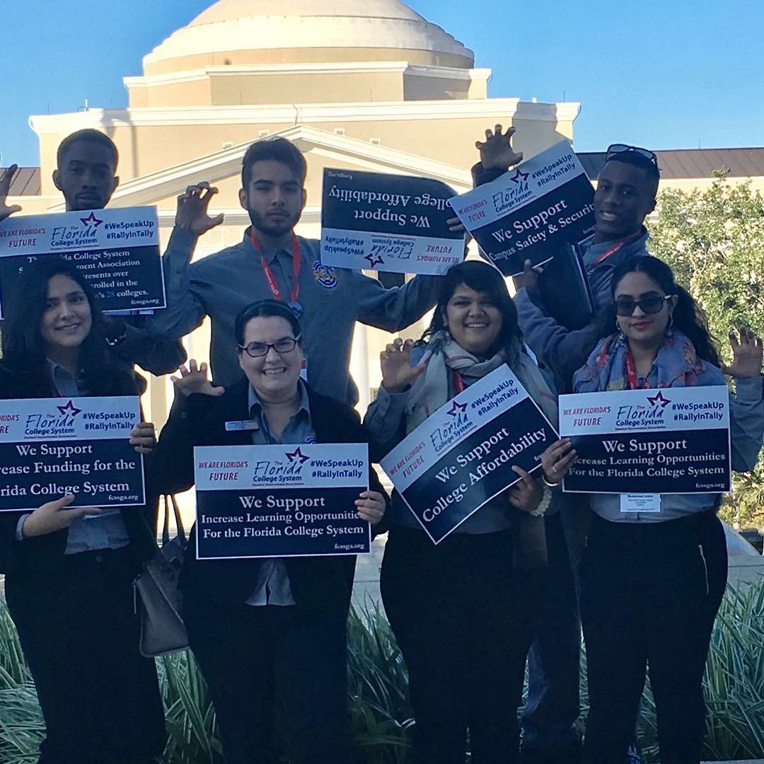 PBStateCollege's tweet photo. Let's hear a round of applause for our PBSC #StudentGovernmentAssociation students for traveling to Tallahassee to support important issues involving The @FLCollegeSystem. Thanks for stepping up and getting involved! #fcssga https://t.co/8KEmz85VuY