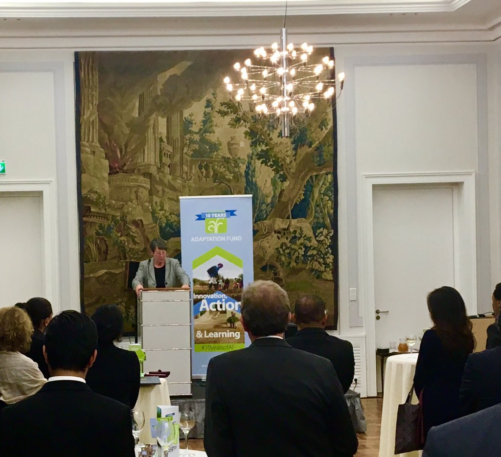N_Olofinskaya's tweet photo. Privileged to attend #10YearsofAF event at the end of exciting #COP23 day. Congratulations to all @adaptationfund colleagues. @UNDPClimate https://t.co/rJkWEATdLH