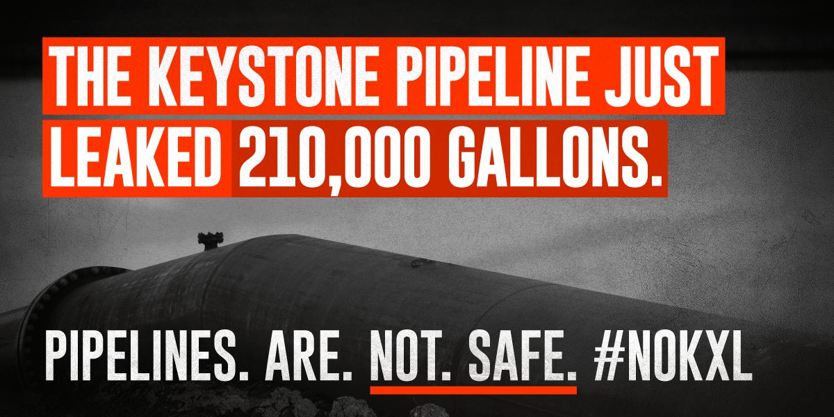 greenpeaceusa's tweet photo. Just 4 days before Nebraska decides on whether to approve the Keystone XL Pipeline, the original Keystone 1 Pipeline spills 210,000 gallons of oil. 
RT if you agree we need to STOP KXL! #NoKXL https://t.co/1YoQ1PFu1a
