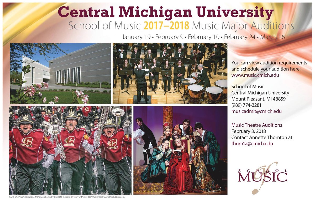 CMUMusicSchool's tweet photo. Interested in being a Music Major? We have multiple dates available for auditions! Information at https://t.co/C16TOuj1e7 https://t.co/3ho5XCm8VM